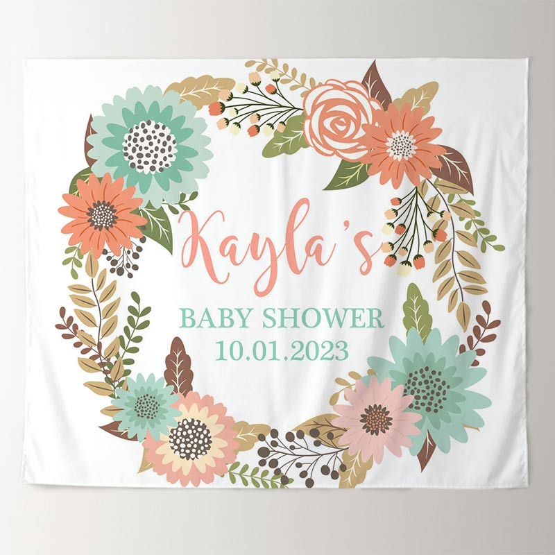 Lofaris Personalized Welcome Baby Boho Flower Shower Backdrop