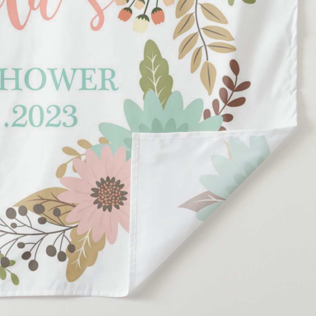 Lofaris Personalized Welcome Baby Boho Flower Shower Backdrop