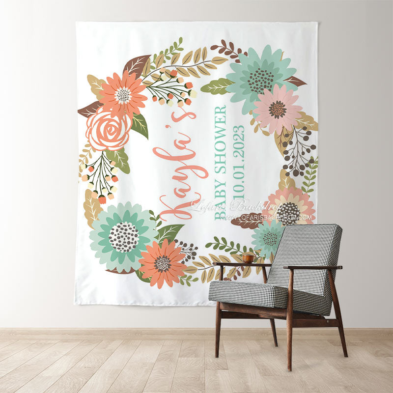 Lofaris Personalized Welcome Baby Boho Flower Shower Backdrop