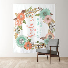 Lofaris Personalized Welcome Baby Boho Flower Shower Backdrop