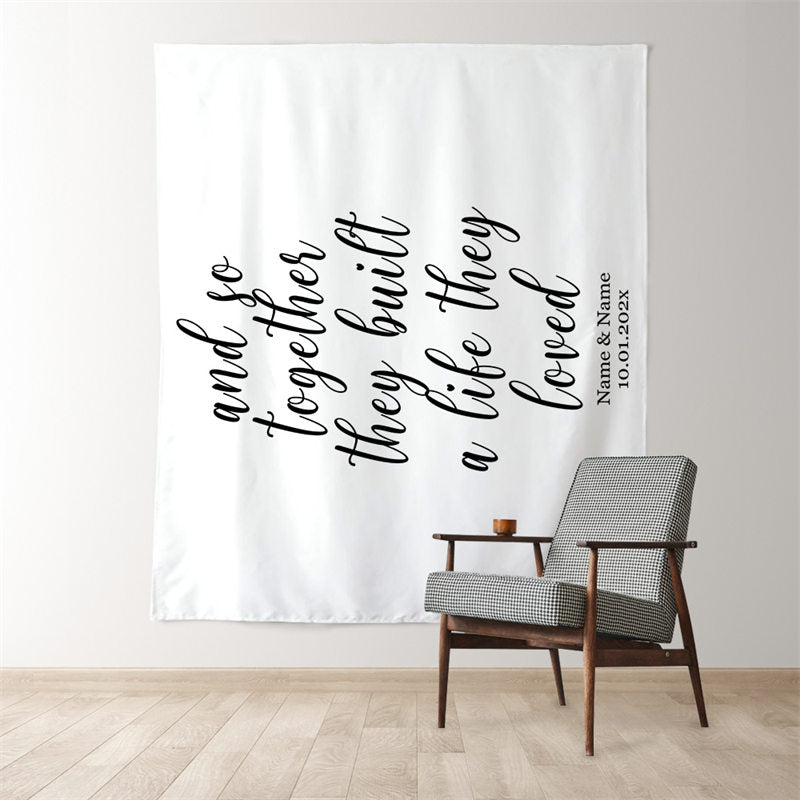 Lofaris Personalized White Wedding Backdrop Tapestry Banner Gift