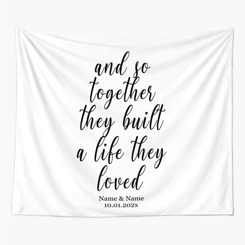 Lofaris Personalized White Wedding Backdrop Tapestry Banner Gift