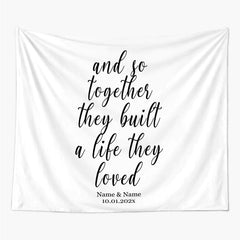 Lofaris Personalized White Wedding Backdrop Tapestry Banner Gift