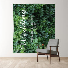 Lofaris Personalized Whole Green Leaves Wedding Backdrop