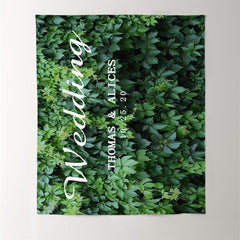 Lofaris Personalized Whole Green Leaves Wedding Backdrop