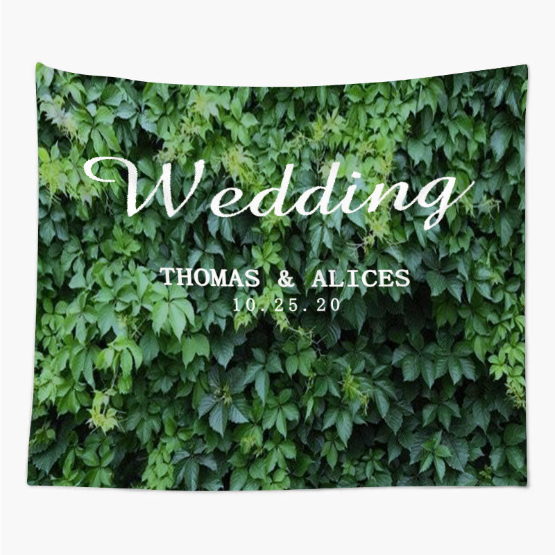 Lofaris Personalized Whole Green Leaves Wedding Backdrop