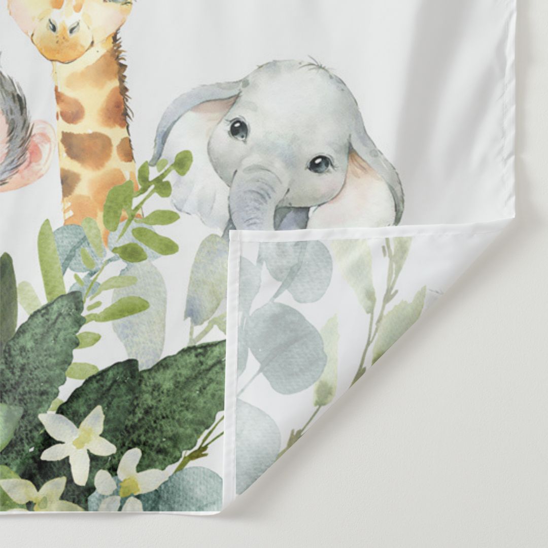 Lofaris Personalized Wild One Safari Birthday Backdrop Banner