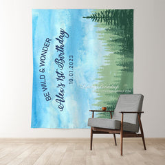 Lofaris Personalized Wild Wonder Birthday Backdrop Banner