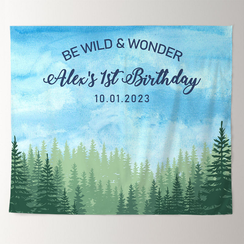 Lofaris Personalized Wild Wonder Birthday Backdrop Banner