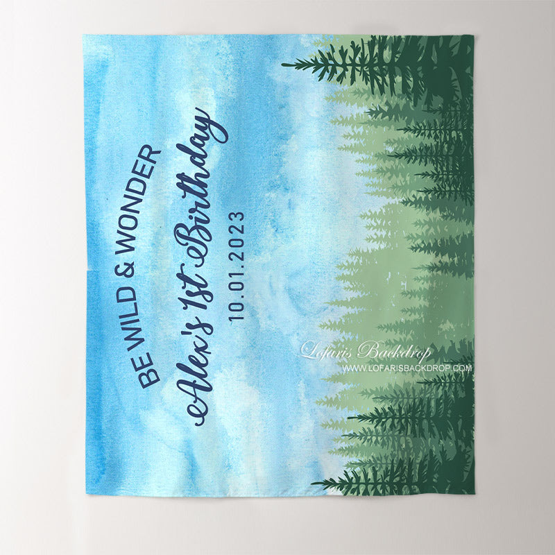 Lofaris Personalized Wild Wonder Birthday Backdrop Banner