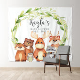 Lofaris Personalized Woodland Animals Flowers Baby Shower Backdrop