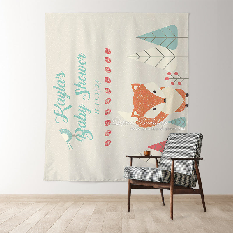 Lofaris Personalized Woodland Baby Shower Backdrop with Animals