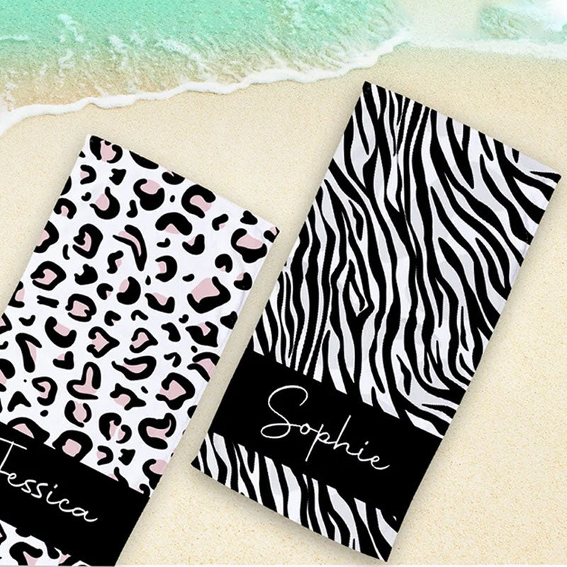 Lofaris Personalized Zebra Stripes And Name Summer Beach Towel