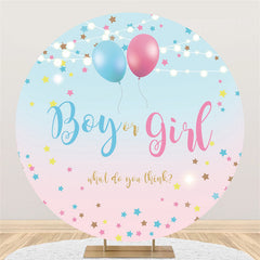 Lofaris Pink And Blue Balloons Star Round Baby Shower Backdrop