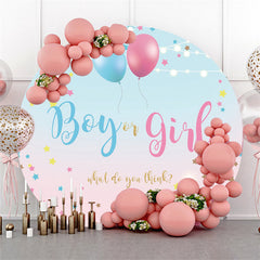 Lofaris Pink And Blue Balloons Star Round Baby Shower Backdrop