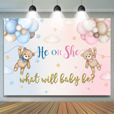 Lofaris Pink And Blue Bears Balloon Gender Reveal Backdrop