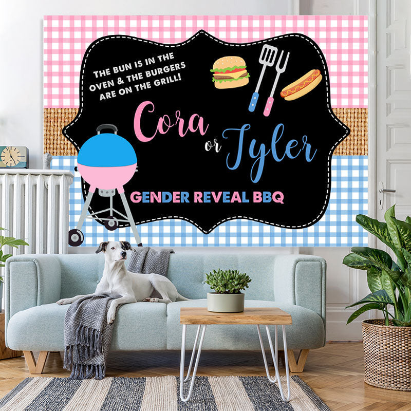 Lofaris Pink And Blue Gender Reveal Bbq Baby Shower Backdrop