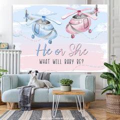 Lofaris Pink And Blue Helicopter Backdrops For Baby Shower