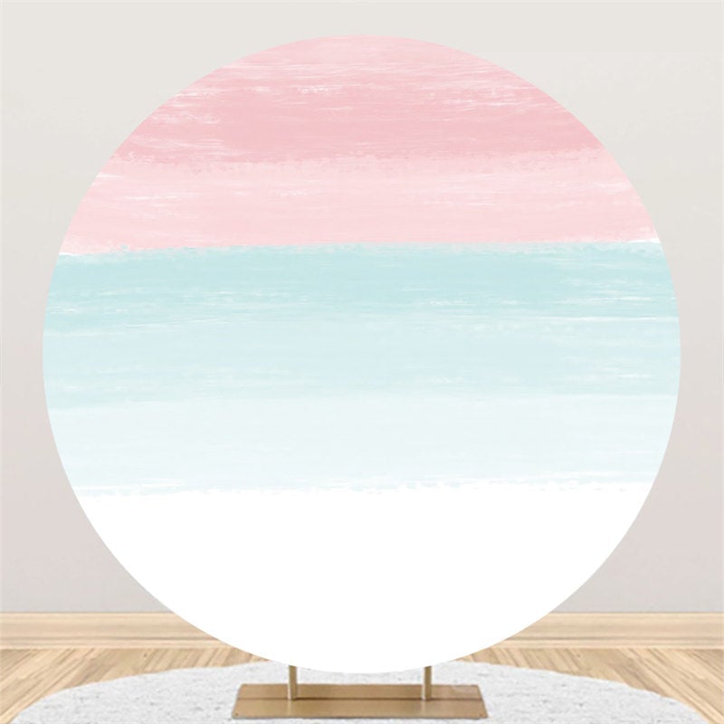 Lofaris Pink And Blue White Happy Birthday Circle Backdrop