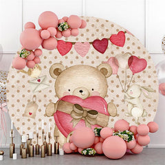 Happy Mothers Day Floral Pink Dots Round Backdrops for Party