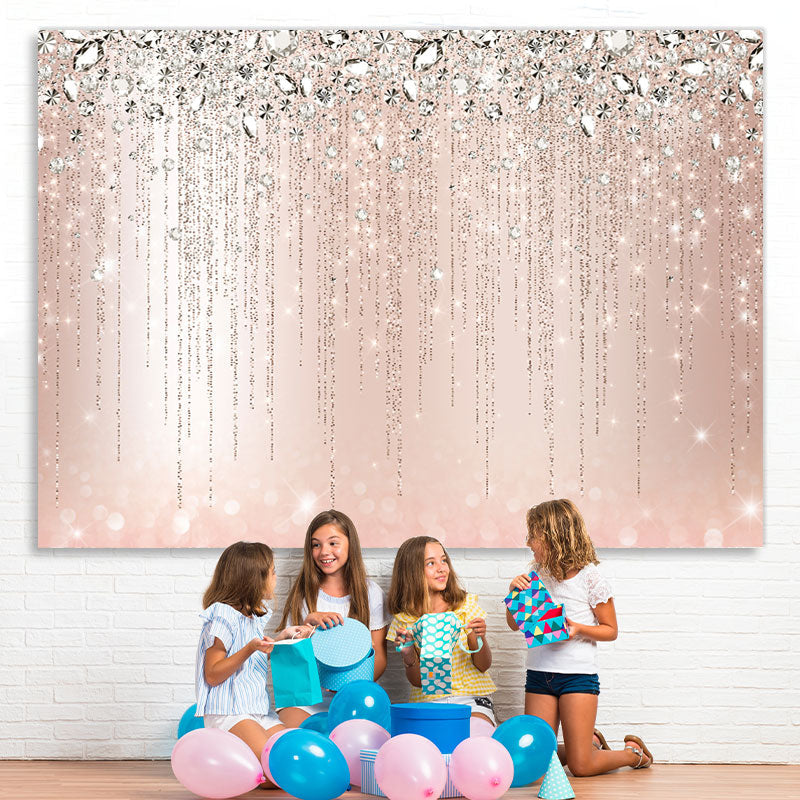 Lofaris Pink And Glitter Bokeh Happy Birthday Backdrop For Girl