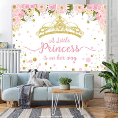Lofaris Pink And Gold Crown Little Princess Baby Shower Backdrop