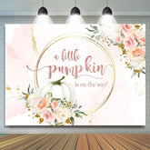 Lofaris Pink and golden floral pumpkin baby shower Backdrop