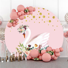Blue Floral And Car Its A Boy Round Baby Shower Backdrop