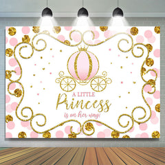 Lofaris Pink and Golden Pumpkin Princess Baby Shower Backdrop