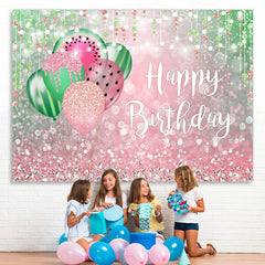 Lofaris Pink and Green Bokeh Balloon Happy Birthday Backdrop