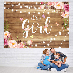 Lofaris Pink and Purple Flower Baby Shower Backdrop for Girl