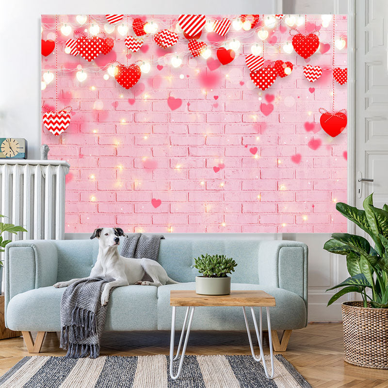 Lofaris Pink And Red Love Bricks With Light Bokeh Bachdrop