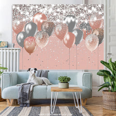 Lofaris Pink And Silver Bokeh Glitter Balloons Birthday Backdrop