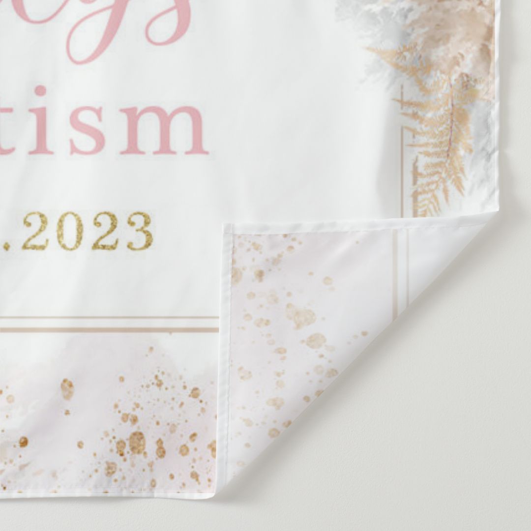 Lofaris Pink And White Floral Baptism Baby Shower Backdrop