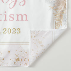 Lofaris Pink And White Floral Baptism Baby Shower Backdrop