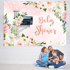 Lofaris Pink and White Floral Postbox Baby Shower Backdrop