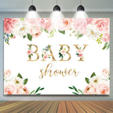 Lofaris Pink And White Flower With Plants Baby Shower Backdrop