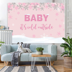 Lofaris Pink And White Snow World Baby Shower Backdrop For Girl