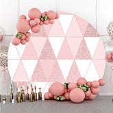 Lofaris Pink And White Triangle Circle Happy Birthday Backdrop