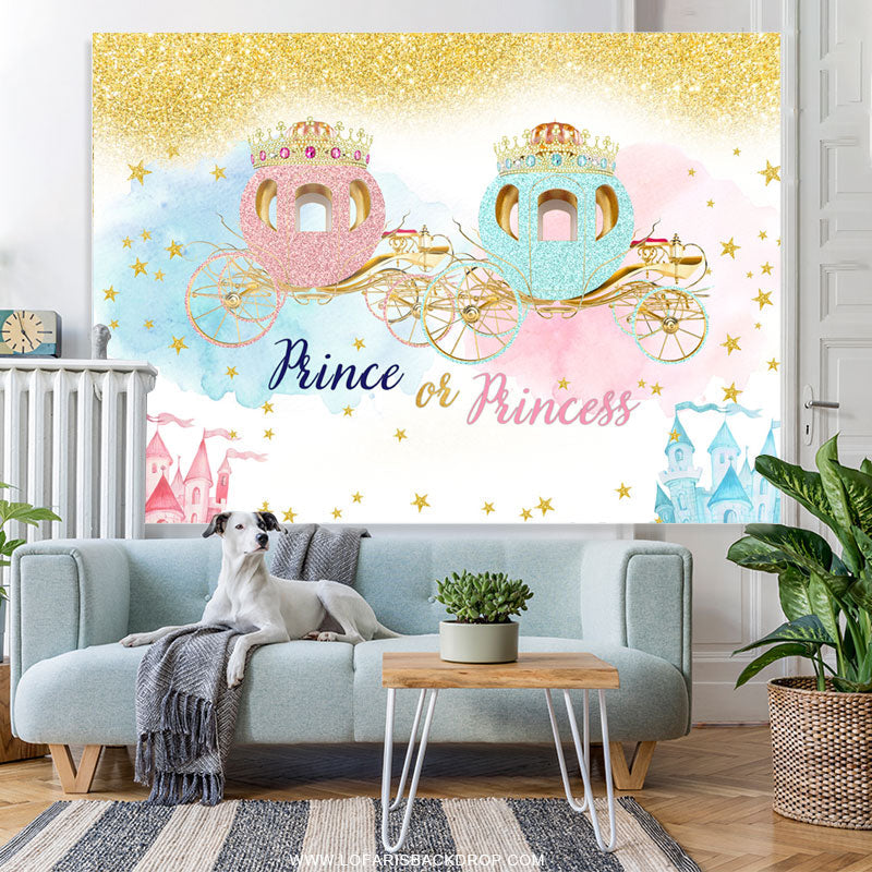 Lofaris Pink Blue Glitter Prince Or Princess Baby Shower Backdrop