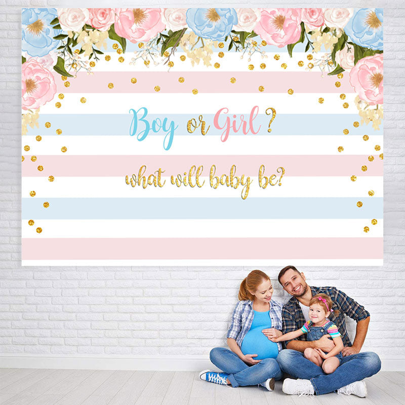 Lofaris Pink Blue Stripes Cute Baby Shower Backdrop