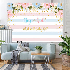 Lofaris Pink Blue Stripes Cute Baby Shower Backdrop