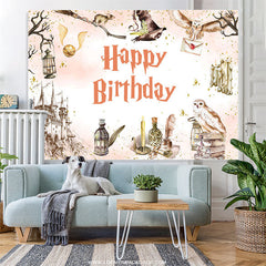 Lofaris Pink Candle Eagles Castle Happy Birthday Backdrop