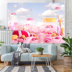 Lofaris Pink Candy White Cloud Happy Birthday Backdrop for Girl