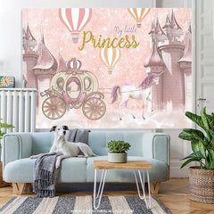 Lofaris Pink Castle Pumpkin Carriage Girls Baby Shower Backdrop
