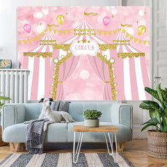 Lofaris Pink Circus Balloons Happy Birthday Backdrop For Girl