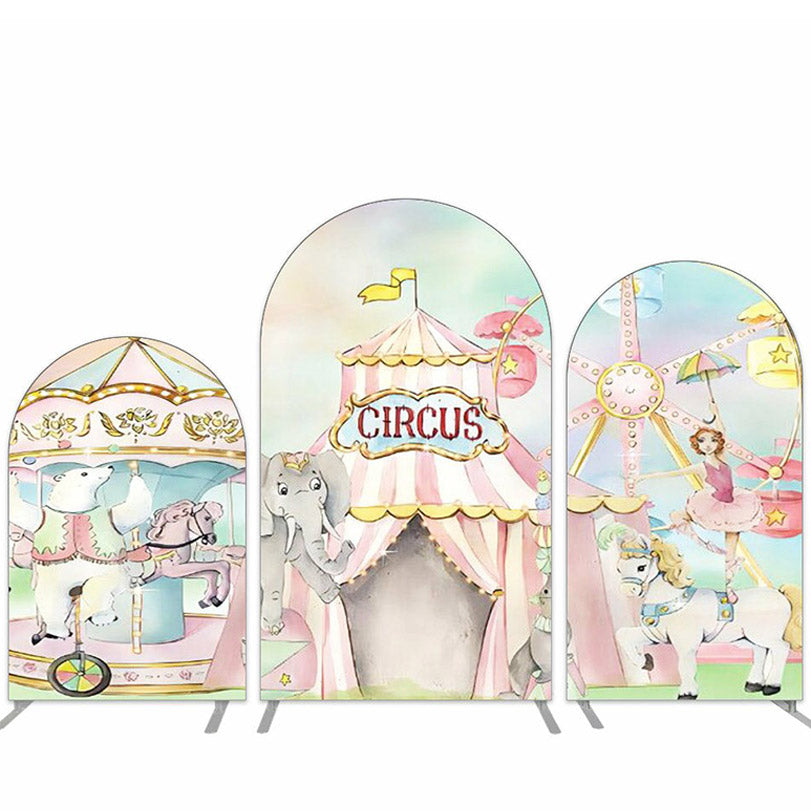 Lofaris Pink Circus Happy Birthday Party Arch Backdrop Kit