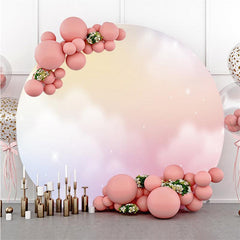 Pink And Gold Mermaid Theme Round Baby Shower Backdrop