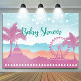 Lofaris Pink coconut trees Ferris wheel baby shower Backdrop