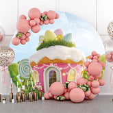 Lofaris Pink Cupcake In The Garden Round Easter Day Backdrop